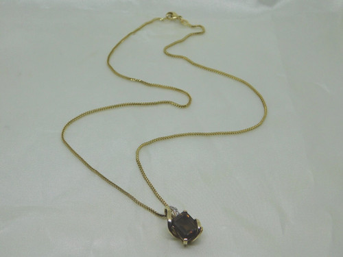 9ct gold smokey quartz diamond - gold, quartz/diamond