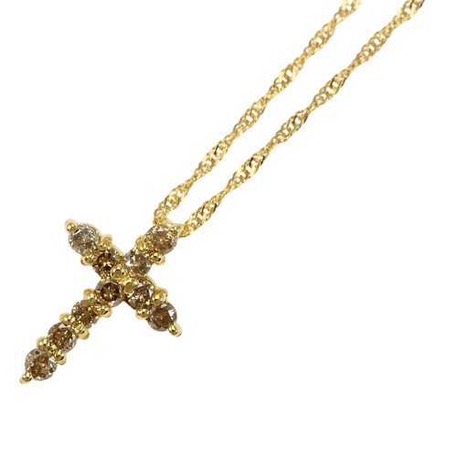 K18 18k gold necklace brown - necklace,