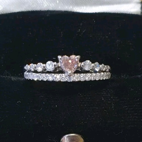 Heart shape pink - brown, diamond