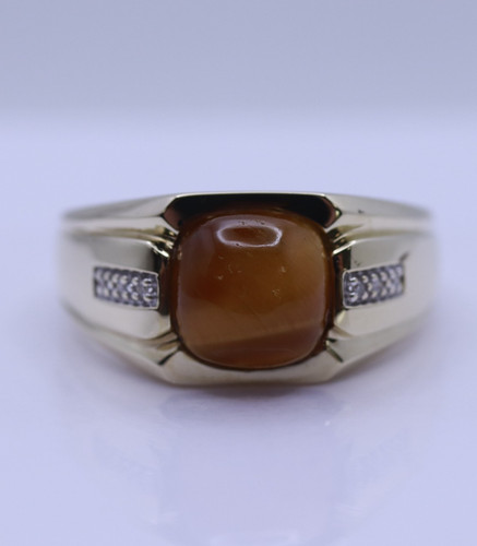 9ct gold cabochon cut tiger - 9ct,